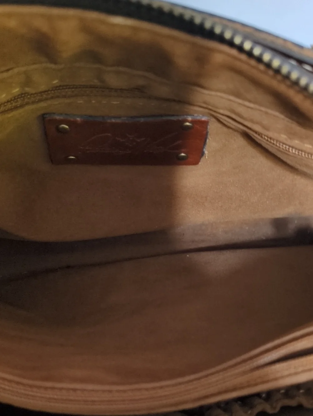 Patricia Nash Cognac Brown Leather Top Handle Satchel Bag